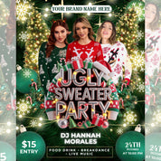 Ugly Sweater Christmas Party Flyer Template - Perfect for Holiday Gatherings and Festive Events