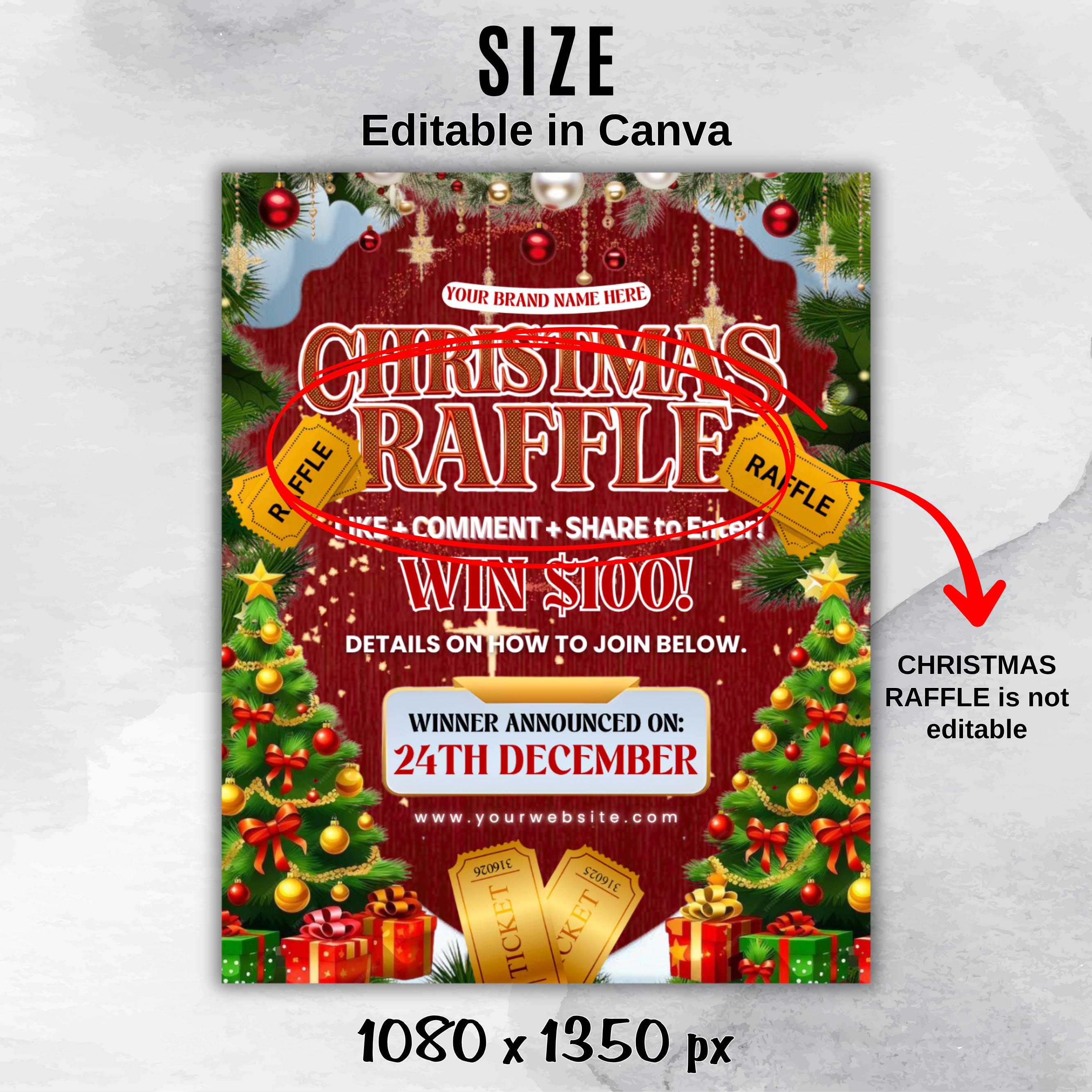 Festive Christmas Raffle Giveaway Flyer - DIY Holiday Flyer for Your Next Event