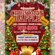 Festive Christmas Raffle Giveaway Flyer - DIY Holiday Flyer for Your Next Event