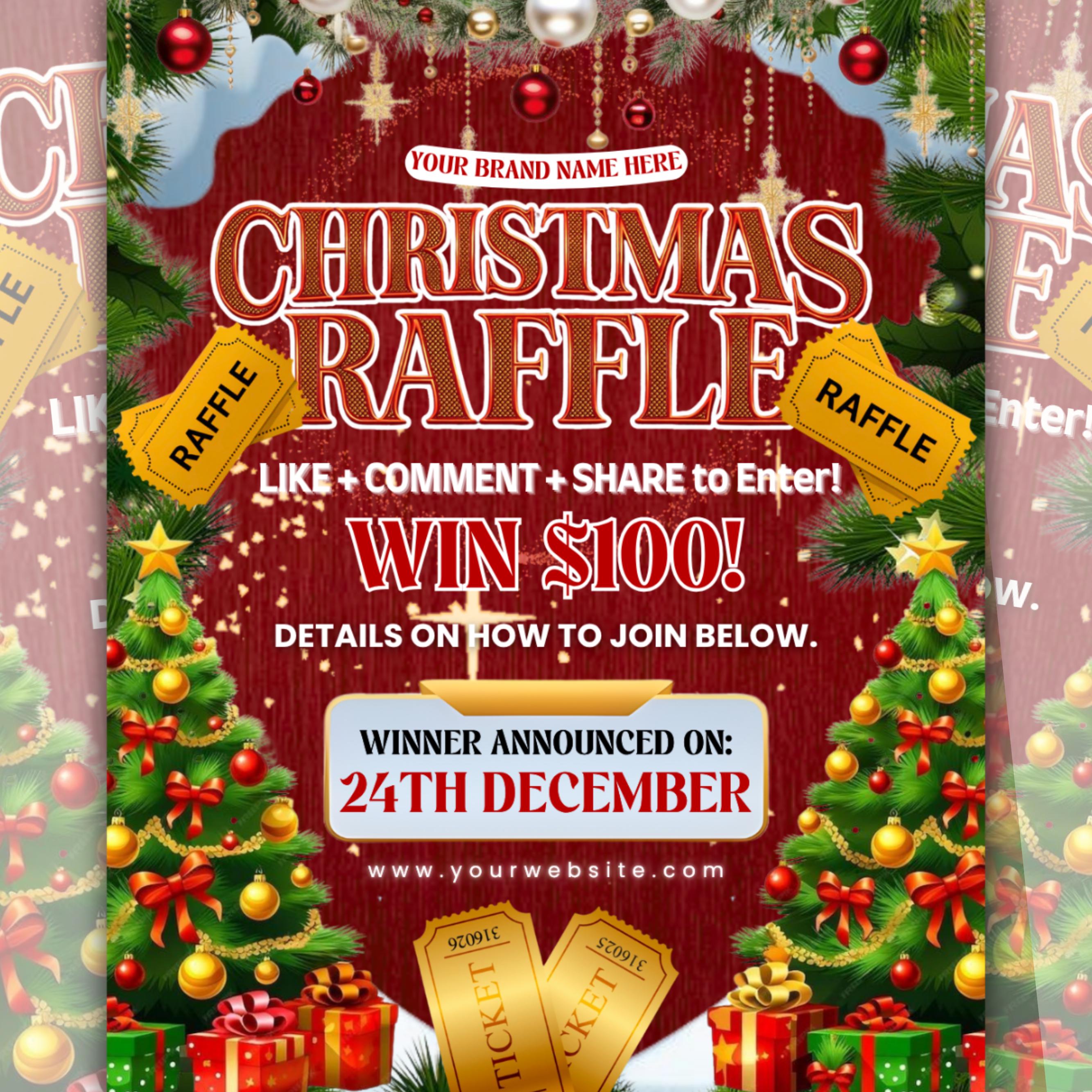 Festive Christmas Raffle Giveaway Flyer - DIY Holiday Flyer for Your Next Event