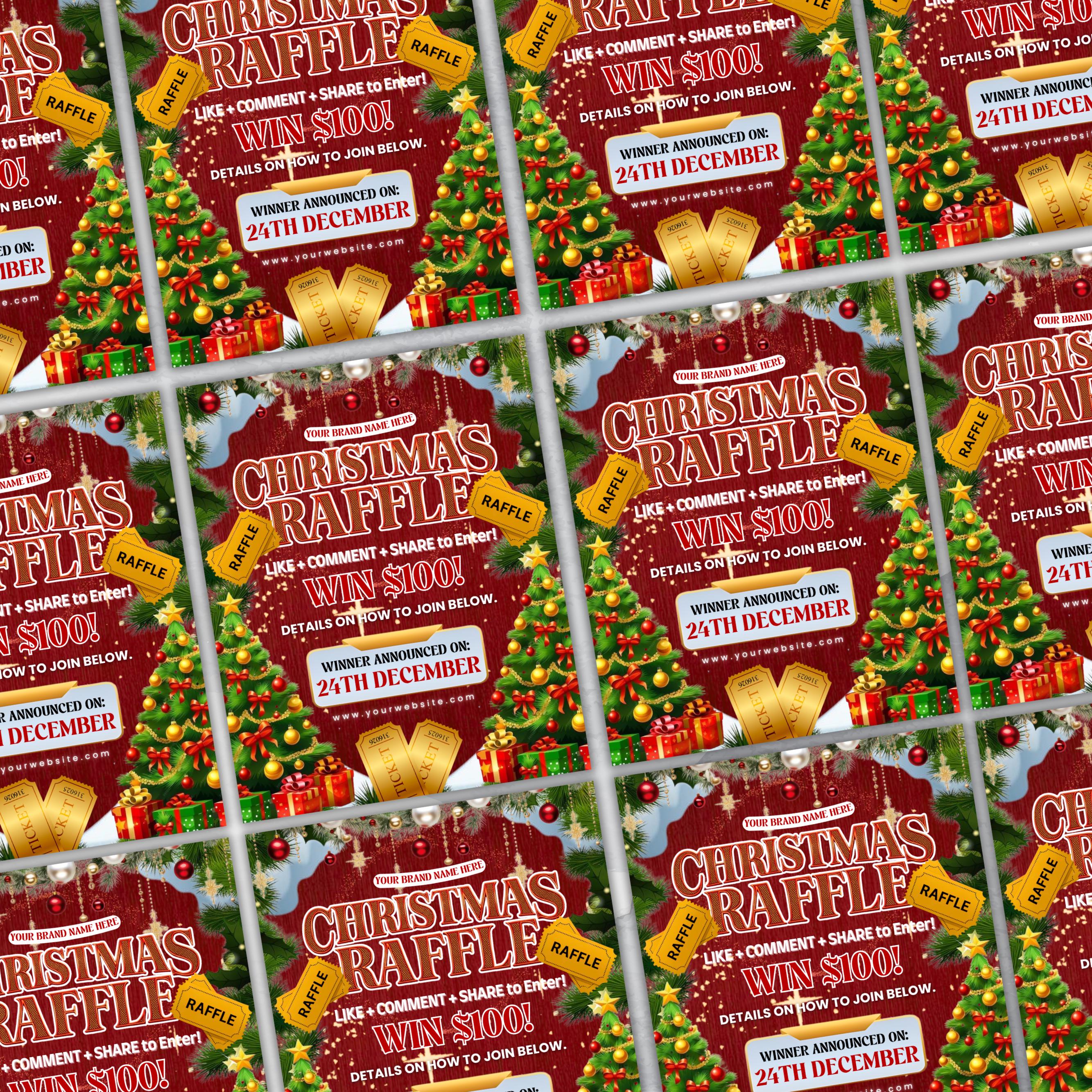 Festive Christmas Raffle Giveaway Flyer - DIY Holiday Flyer for Your Next Event