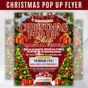 Christmas Sip And Shop Flyer - Editable Canva Template for Holiday Sales and Pop Up Events
