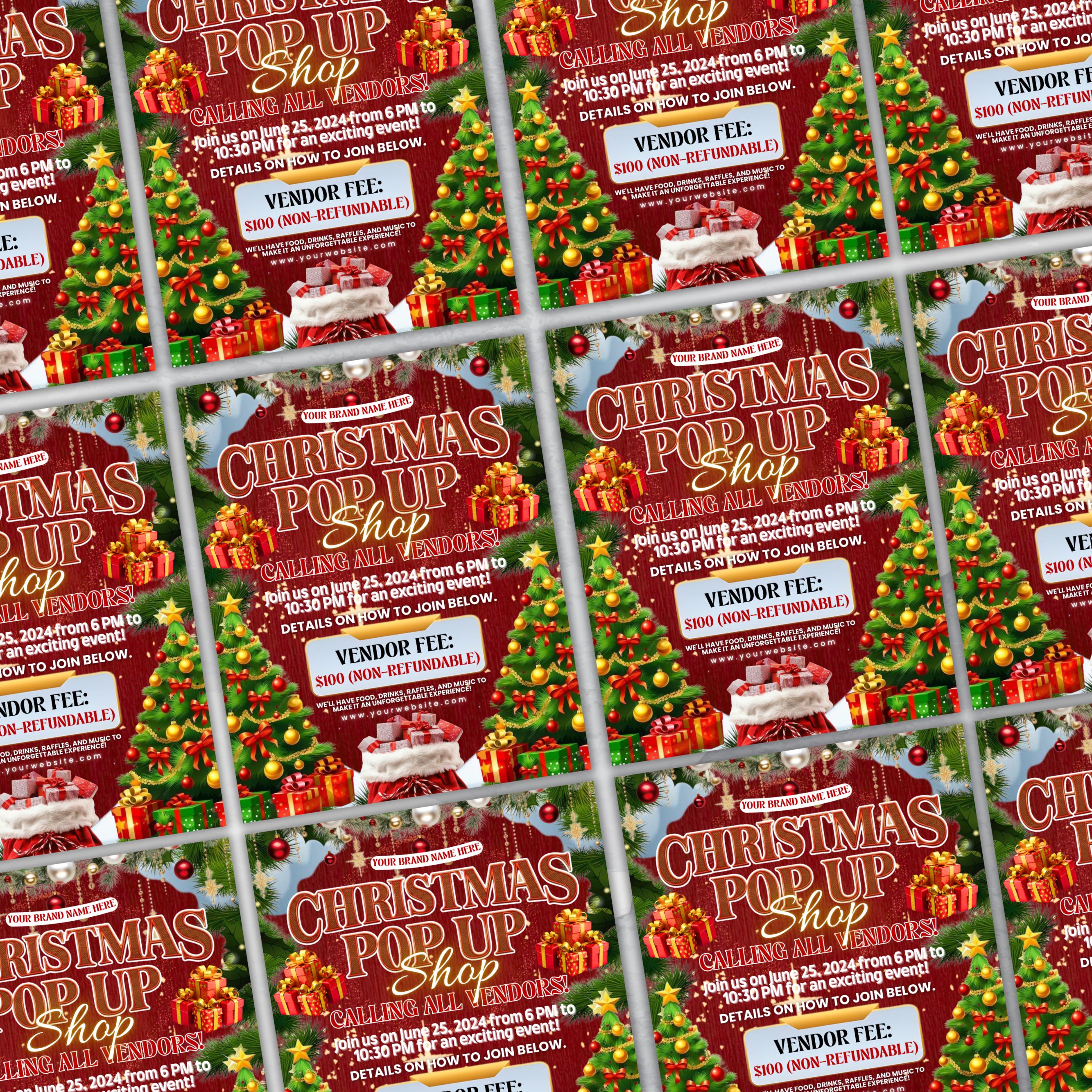 Christmas Sip And Shop Flyer - Editable Canva Template for Holiday Sales and Pop Up Events