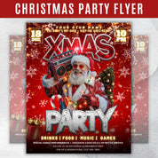 Christmas Party Flyer, Nightclub Flyer For Christmas Celebration, Holiday Dj Party Flyer Template, Canva Editable Santa Party Flyer