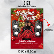 Christmas Pajama Party Flyer, Xmas Holiday Party Flyer, Christmas Club Flyer Template, Canva Editable Christmas Diy Flyer Template
