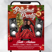 Christmas Pajama Party Flyer, Xmas Holiday Party Flyer, Christmas Club Flyer Template, Canva Editable Christmas Diy Flyer Template
