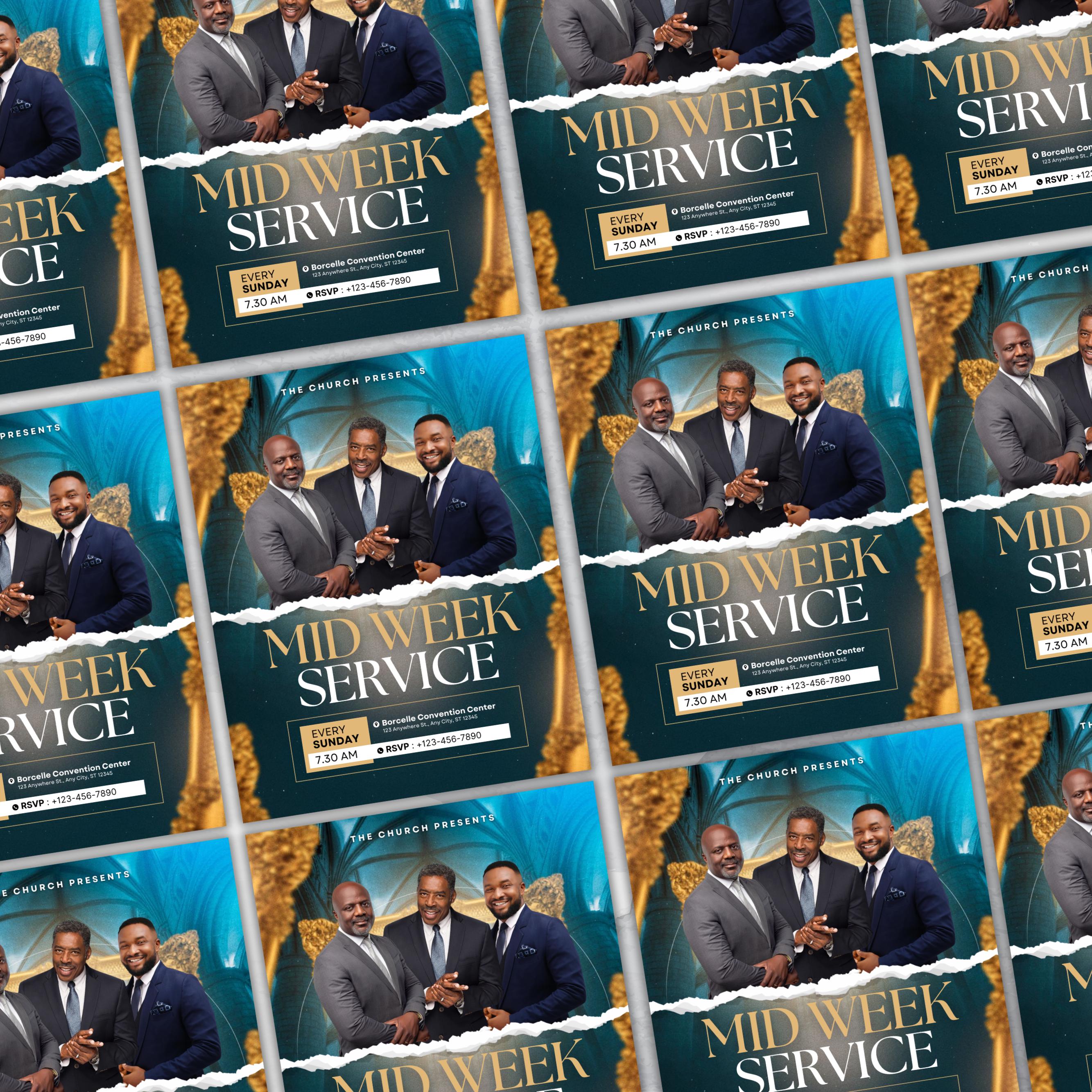 Midweek Service Church Flyer, Bible Study and Prayer Night Flyer, Editable Church Flyer Template, Canva Church Event Flyer