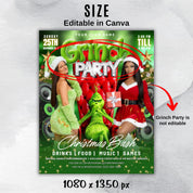 Christmas Party Flyer, Nightclub Flyer For Christmas Celebration, Holiday Dj Party Flyer Template, Canva Editable Santa Party Flyer