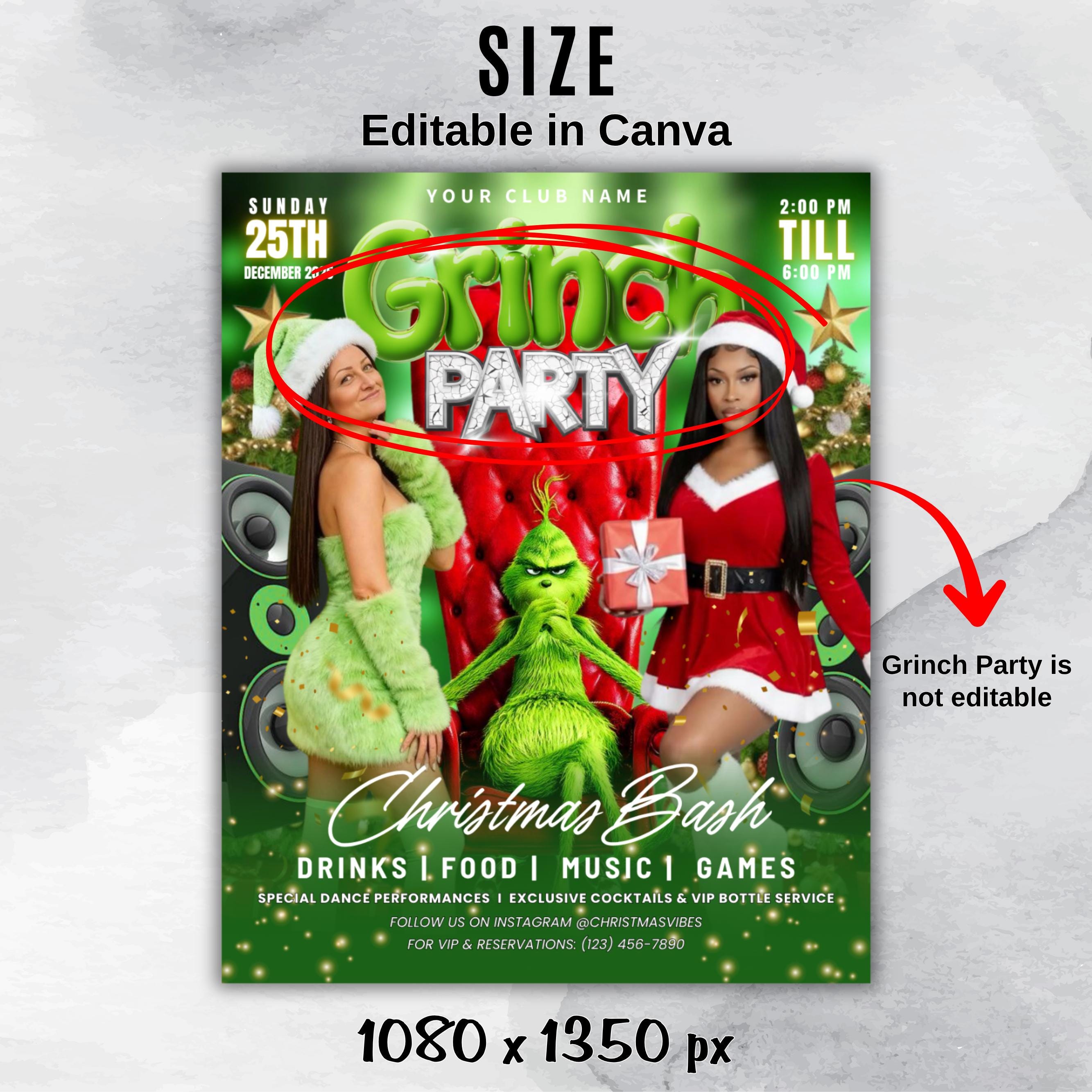 Christmas Party Flyer, Nightclub Flyer For Christmas Celebration, Holiday Dj Party Flyer Template, Canva Editable Santa Party Flyer