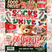 Customizable Christmas Drive Flyer for Toy, Food, Socks, and Coat Drives - Perfect for Community Events