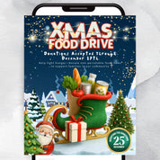Christmas Food Drive Flyer Canva Template, Holiday Food Drive Template, Church School Food Drive Flyer, Editable Christmas Festival Flyer