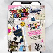 Vision Board Flyer, Vision Board Party Flyer,Manifesting Event Flyer,Vision Board Party Flyer,Manifestation board party flyer,Canva Template