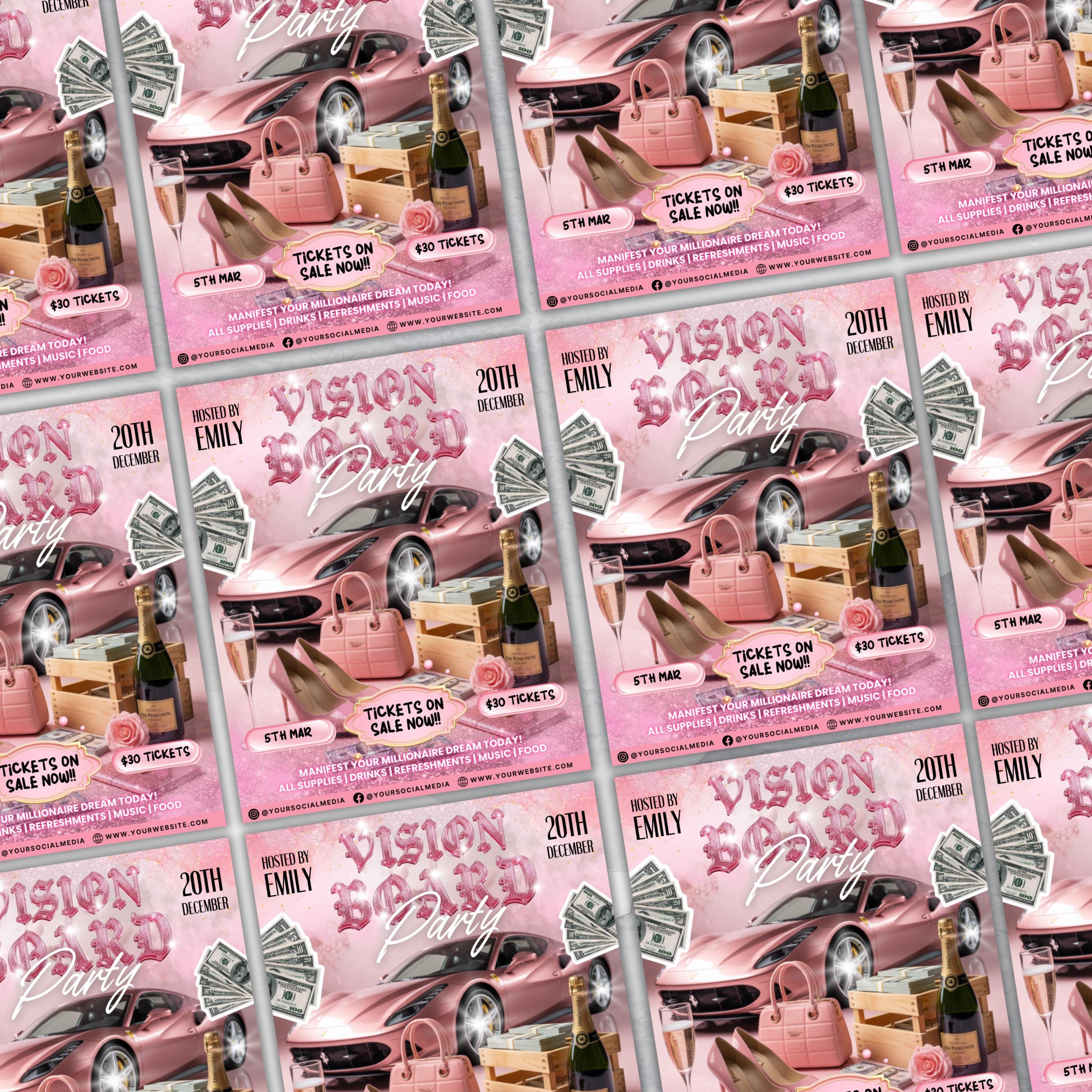 Vision Board Flyer, Vision Board Party Flyer,Manifesting Event Flyer,Vision Board Party Flyer,Manifestation board party flyer,Canva Template