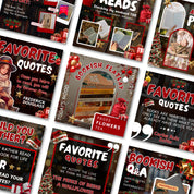 Christmas Bookstagram Carousel Template, Booktok Instagram Posts,Cozy Aesthetic Post for Book Lovers,Authors & Bloggers Social Media Content