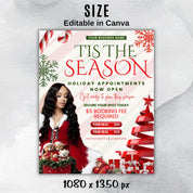 Christmas Booking Flyer, December Booking Flyer, Tis The Season Christmas Appointments, Holiday Sale For Hair,Lash,Makeup,Nails, Wig,Braids