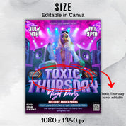 Toxic Thursday Party Flyer, Editable Thursday Party Flyer Template, DJ Nightclub Party For Toxic Adults, Hot Girls Party, Instant download