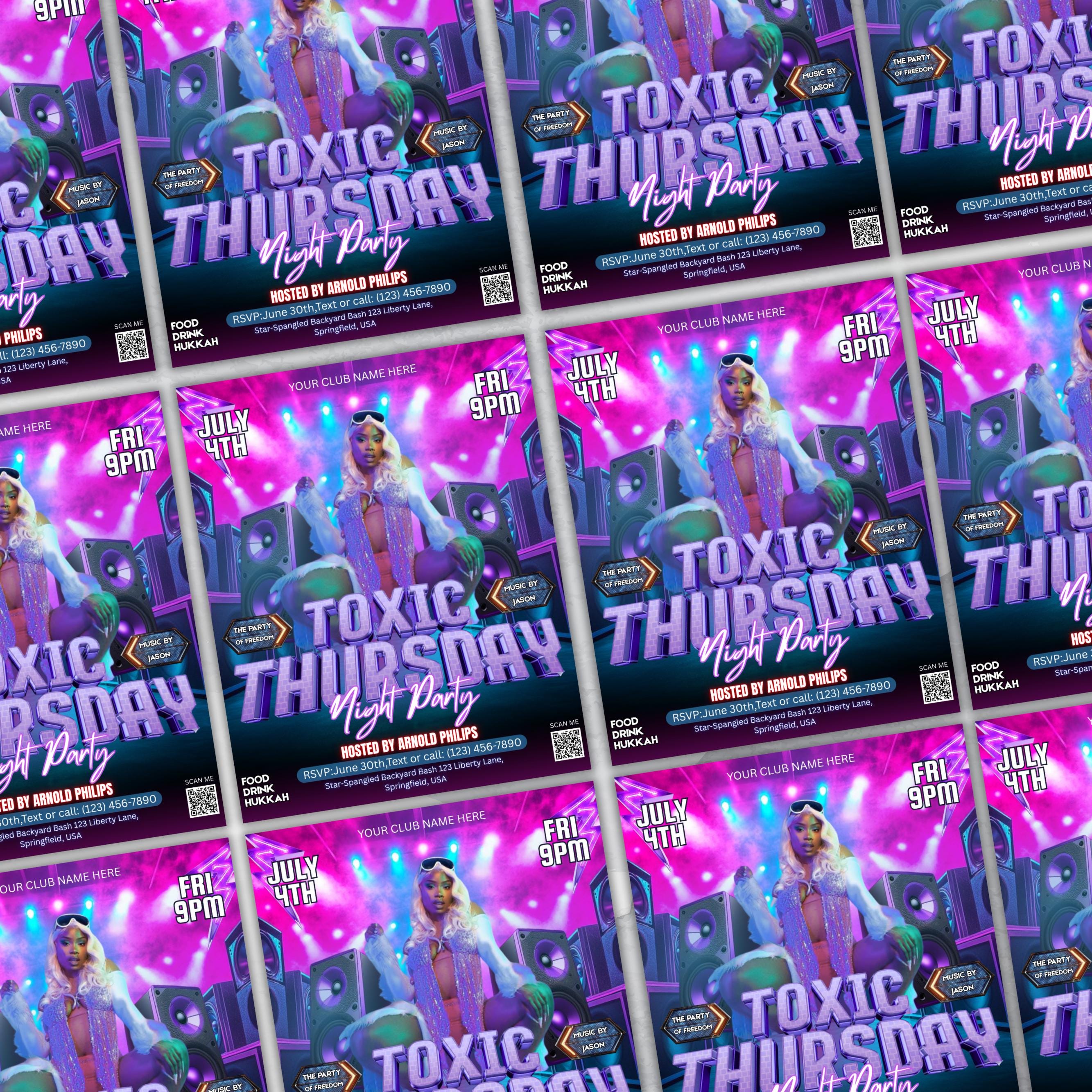 Toxic Thursday Party Flyer, Editable Thursday Party Flyer Template, DJ Nightclub Party For Toxic Adults, Hot Girls Party, Instant download