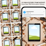 30 Light Academia Bookstagram Tablet Mockup Bundle, Editable Bookstagram Flatlay Mockup Templates, Mockups For Party Favor, Instant Download