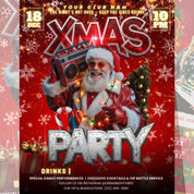 Christmas Party Flyer, Nightclub Flyer For Christmas Celebration, Holiday Dj Party Flyer Template, Canva Editable Santa Party Flyer