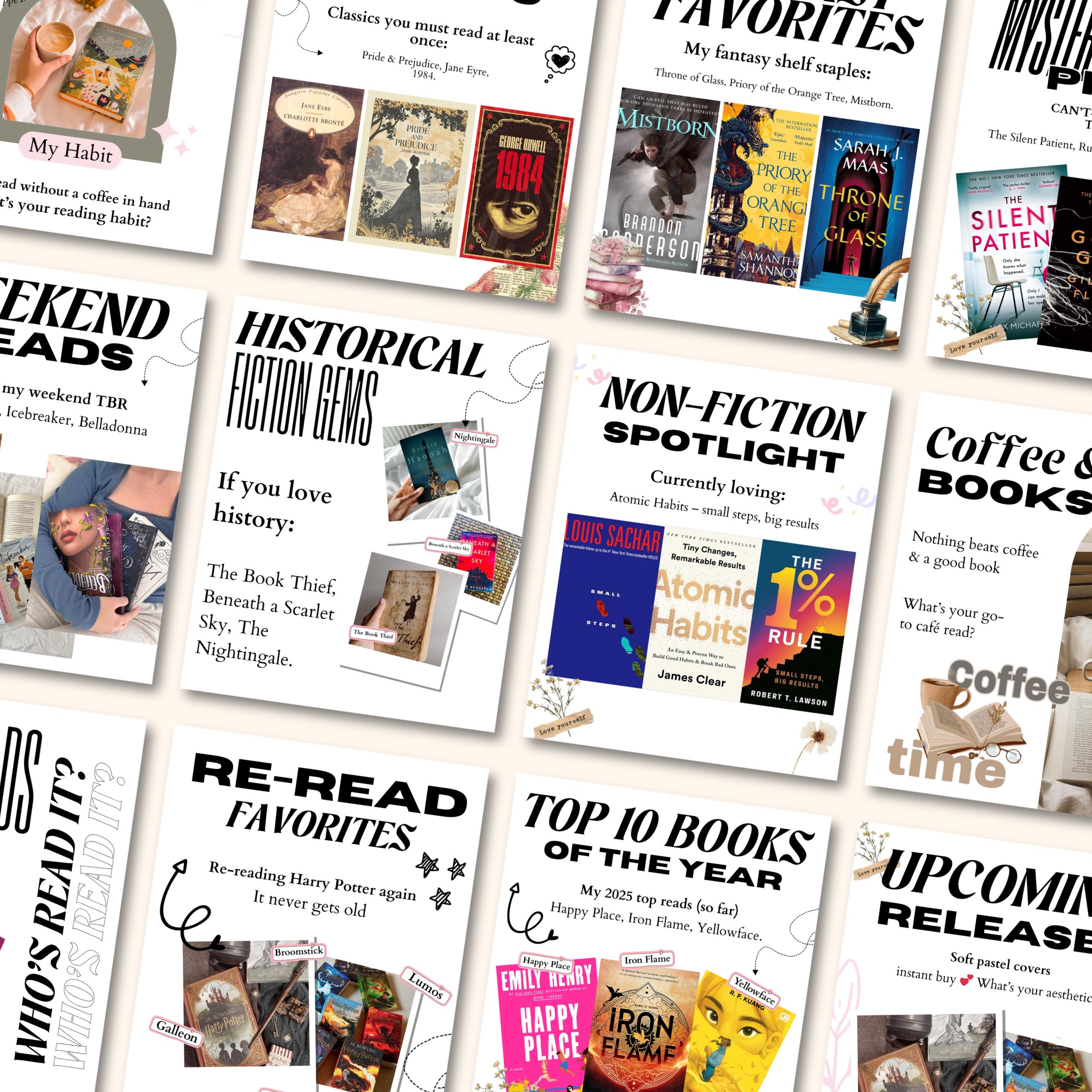 Bookstagram Instagram Templates, Bookstagram Canva Template, Bookish Instagram Post, Authors, Bookstagrammers Post, Aesthetic Cozy Booktok