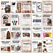 Bookstagram Instagram Templates, Bookstagram Canva Template, Bookish Instagram Post, Authors, Bookstagrammers Post, Aesthetic Cozy Booktok