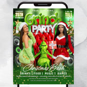 Christmas Party Flyer, Nightclub Flyer For Christmas Celebration, Holiday Dj Party Flyer Template, Canva Editable Santa Party Flyer
