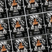 New Year Eve Party Flyer, All Black 2026 NYE Flyer, Night Event Flyer, DIY Event Flyer, Dj Party Flyer Template, Countdown Night Event Flyer