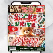Customizable Christmas Drive Flyer for Toy, Food, Socks, and Coat Drives - Perfect for Community Events