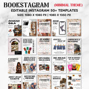 Bookstagram Template Instagram for Canva, Bookish Social Media Kit, Book Lover Social Media Post, Bookish Insta Reels ,Authors, Bloggers