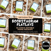 30 Light Academia Bookstagram Tablet Mockup Bundle, Editable Bookstagram Flatlay Mockup Templates, Mockups For Party Favor, Instant Download