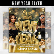 New Year Party Flyer 2026 Canva Template | Happy New Year Countdown Event Flyer | DJ Nightclub Party Invitation