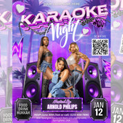 Karaoke Night Flyer, Nightclub Party Flyer, Karaoke Night Invite, DJ Party Invite, Social media flyer, Editable Canva, Instant download