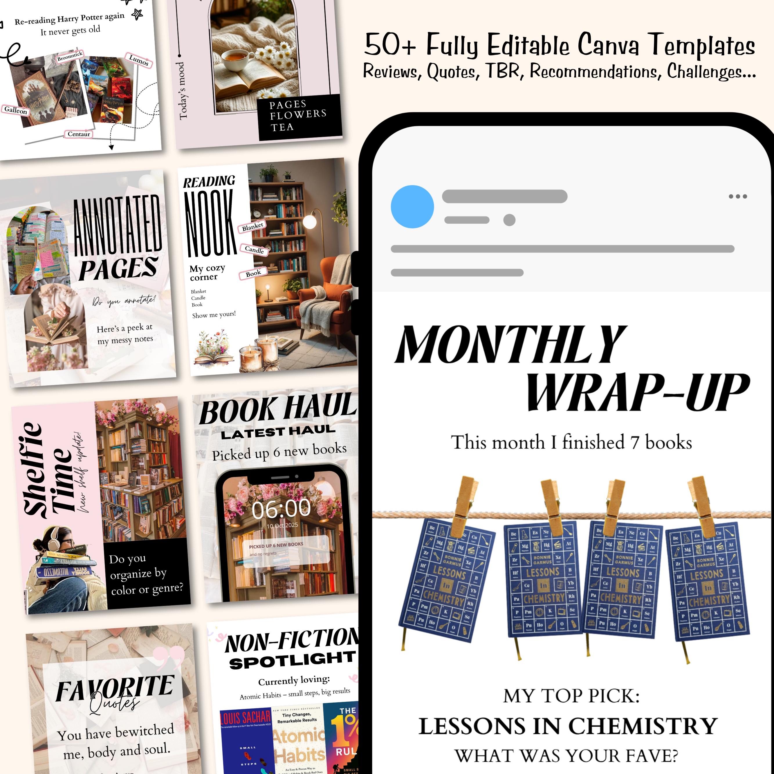Bookstagram Canva Template, Bookstagram Book Review Template, Author Bookstagram Romance Template, Canva Template Social Media Bookstagram
