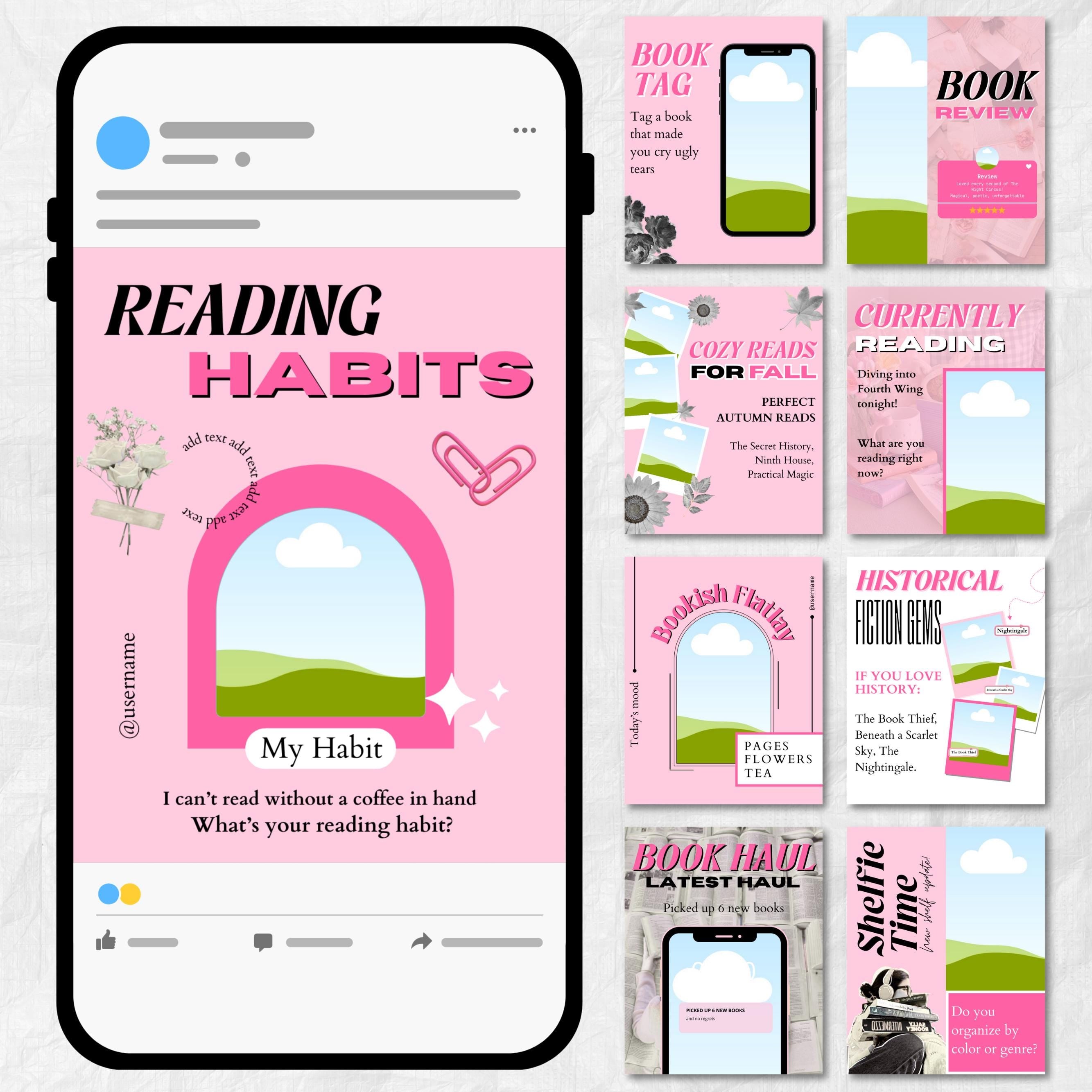 Pink Bookstagram Canva Template,Bookstagram Book Review Template,Author Bookstagram Romance Template,Canva Template Social Media Bookstagram