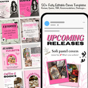 Pink Bookstagram Canva Template,Bookstagram Book Review Template,Author Bookstagram Romance Template,Canva Template Social Media Bookstagram