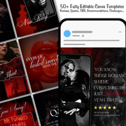 Bookstagram Template For Dark Romance,Romance Author Instagram Post,Book Marketing Canva Templates, Author Engagement Social Media Marketing
