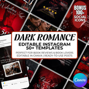 Bookstagram Template For Dark Romance,Romance Author Instagram Post,Book Marketing Canva Templates, Author Engagement Social Media Marketing