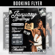 January Booking Flyer Template | New Year Bookings Canva | Hair Lash Nail Makeup | Book Now Flyer | Jan Appointments