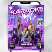 Karaoke Night Flyer, Nightclub Party Flyer, Karaoke Night Invite, DJ Party Invite, Social media flyer, Editable Canva, Instant download