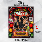 Trendy Traffic Party Flyer Template for Adult DJ Nightclub Events - Hot Girls Party Vibes