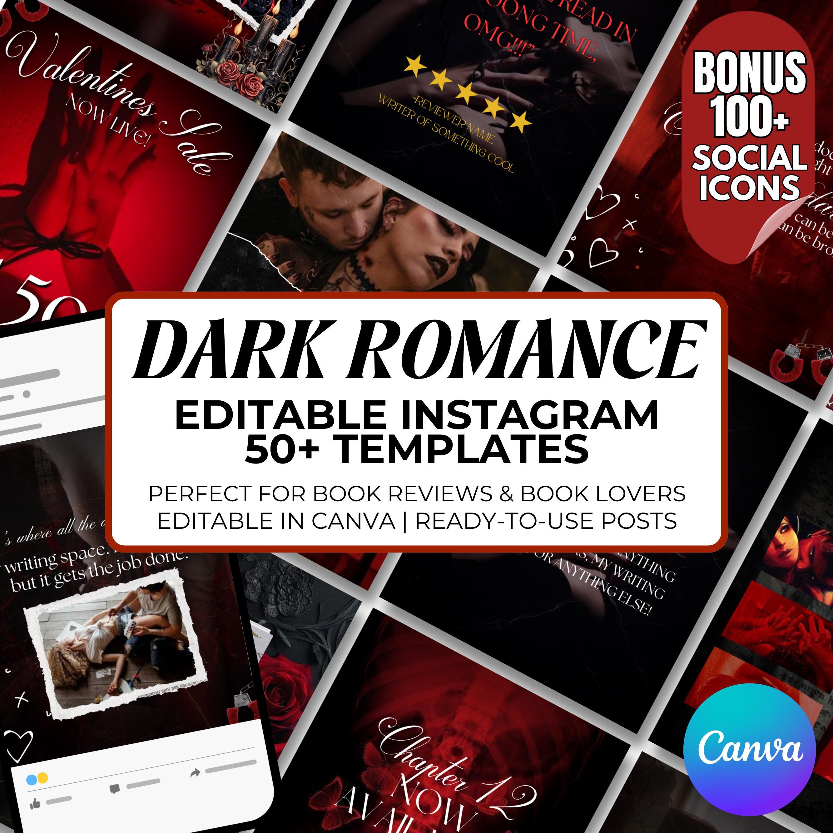 Dark Romance Bookstagram Template, Red And Black Instagram Templates For Dark Romance Author, Author Engagement Social Media Marketing Post