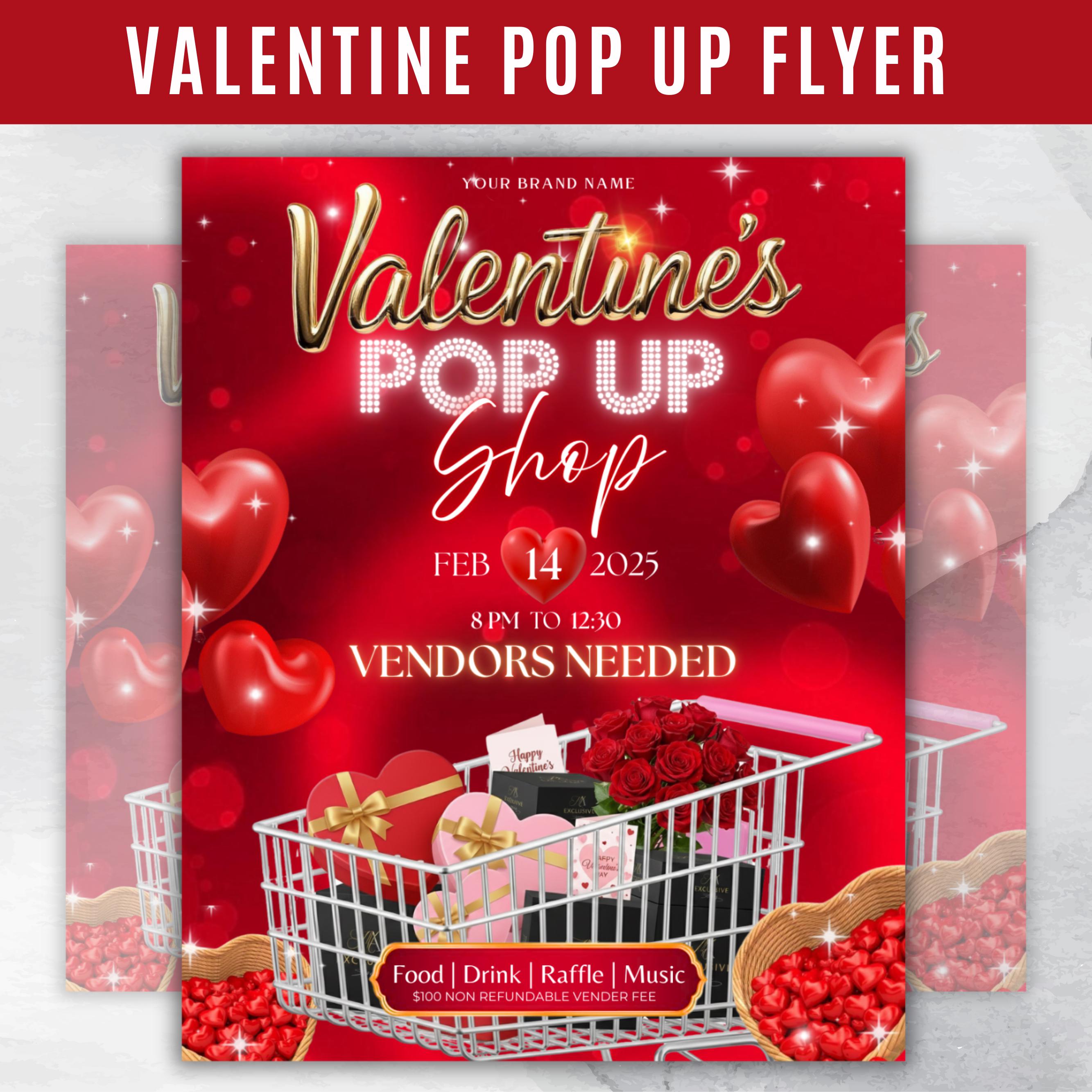 Valentine Pop Up Shop Flyer, Valentine Event Flyer Template, Pop Up Shop Flyer, Cute Valentine's Day Flyer, February Event Pop Up Shop Flyer