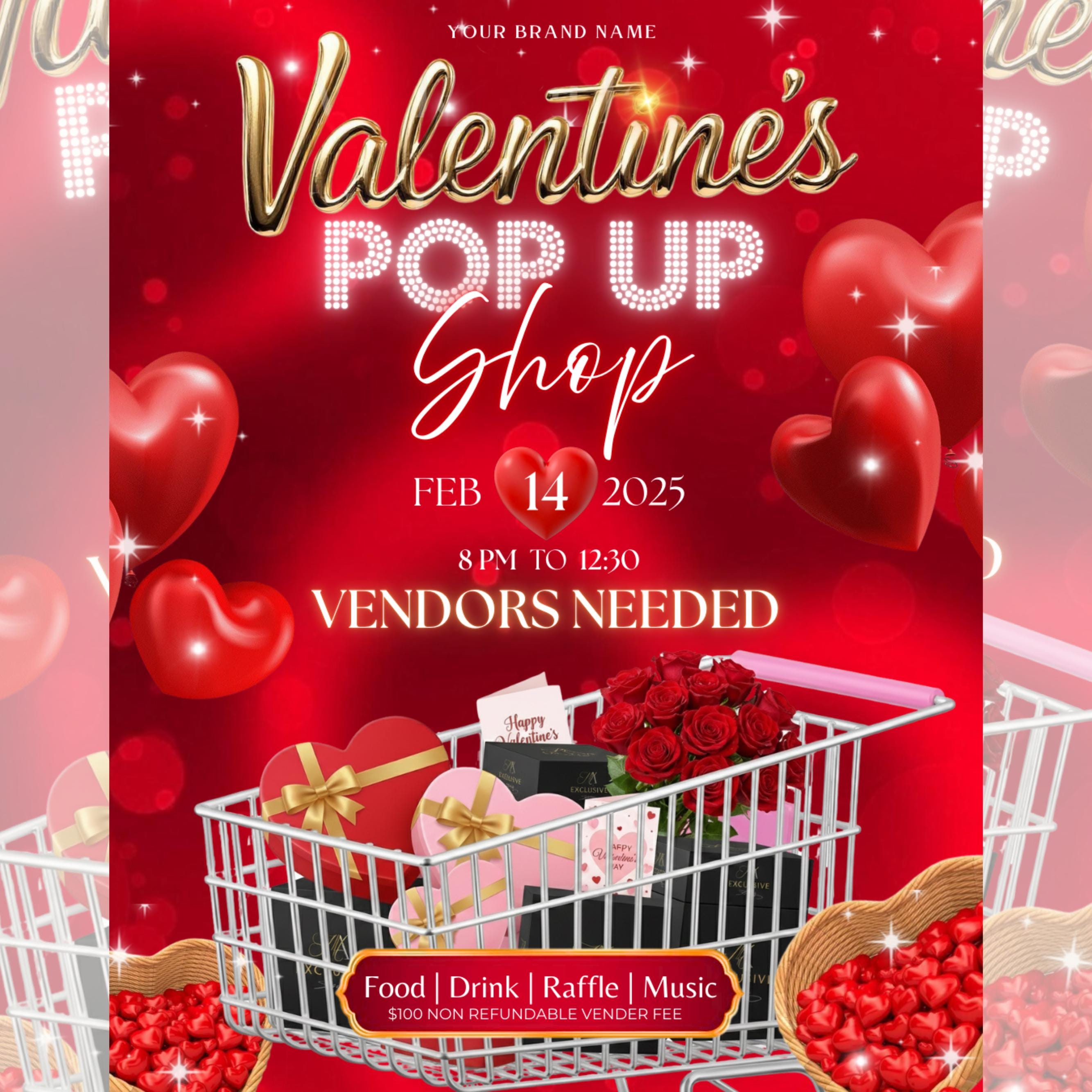 Valentine Pop Up Shop Flyer, Valentine Event Flyer Template, Pop Up Shop Flyer, Cute Valentine's Day Flyer, February Event Pop Up Shop Flyer