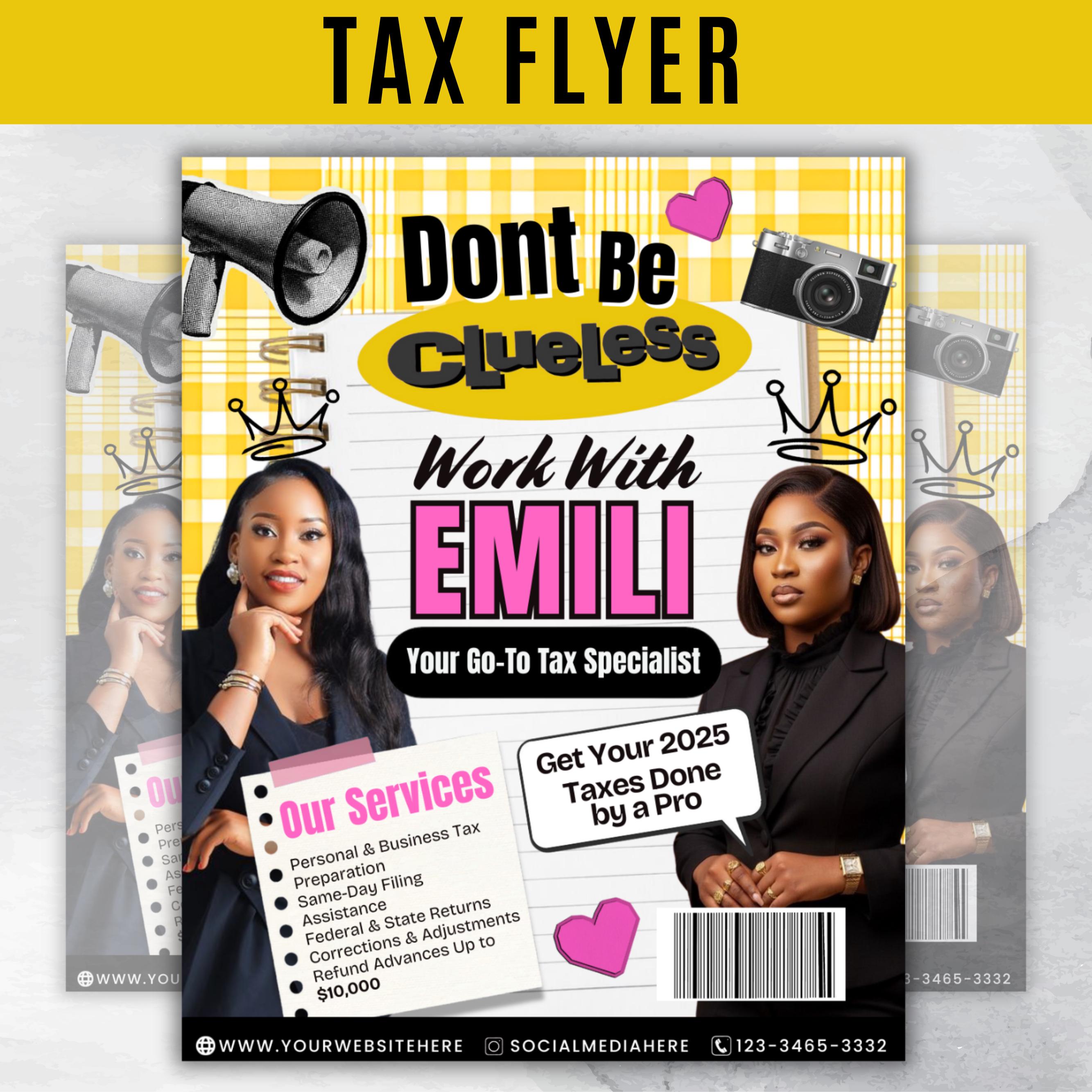 Professional Tax Service Flyer, Editable Don't be Cluless Tax Flyer, Tax Refund Preparation, Accountant Marketing Flyer, Tax Business Flyer