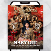 Cheetah Print Galentines Day Party Flyer, Wild Girls Night Party, DJ Nightclub Party Flyer, Canva Editable Leopard Print Girls Party Flyer