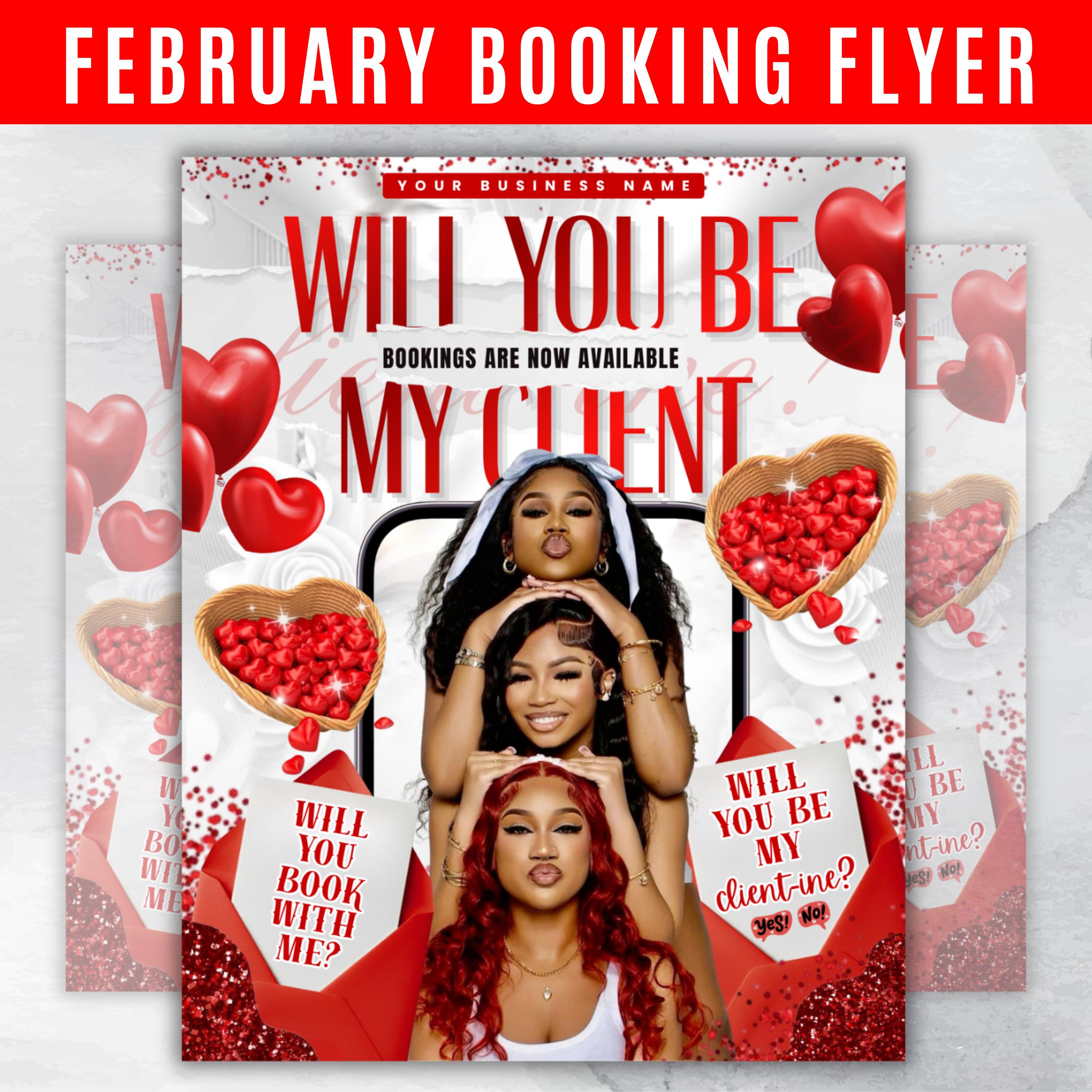 February Booking Flyer Template - Valentine's Day Hair, Lash & Makeup Specials