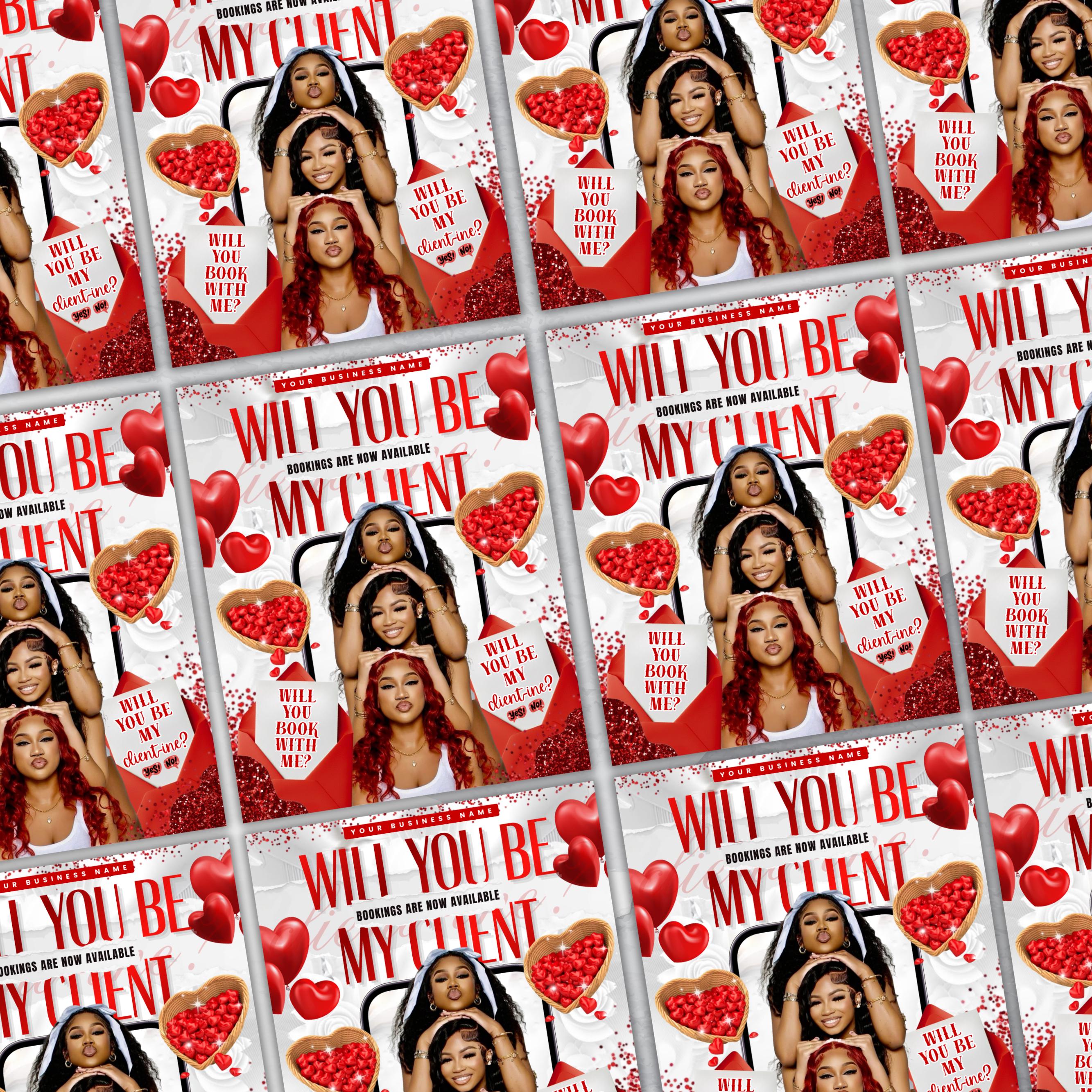 February Booking Flyer Template - Valentine's Day Hair, Lash & Makeup Specials