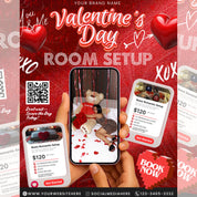 Room Setup Valentines Booking Flyer, Valentine Room Setup Flyer, Valentines Day Flyer, Room Decoration Flyer,Hotel Book Flyer,Canva Template