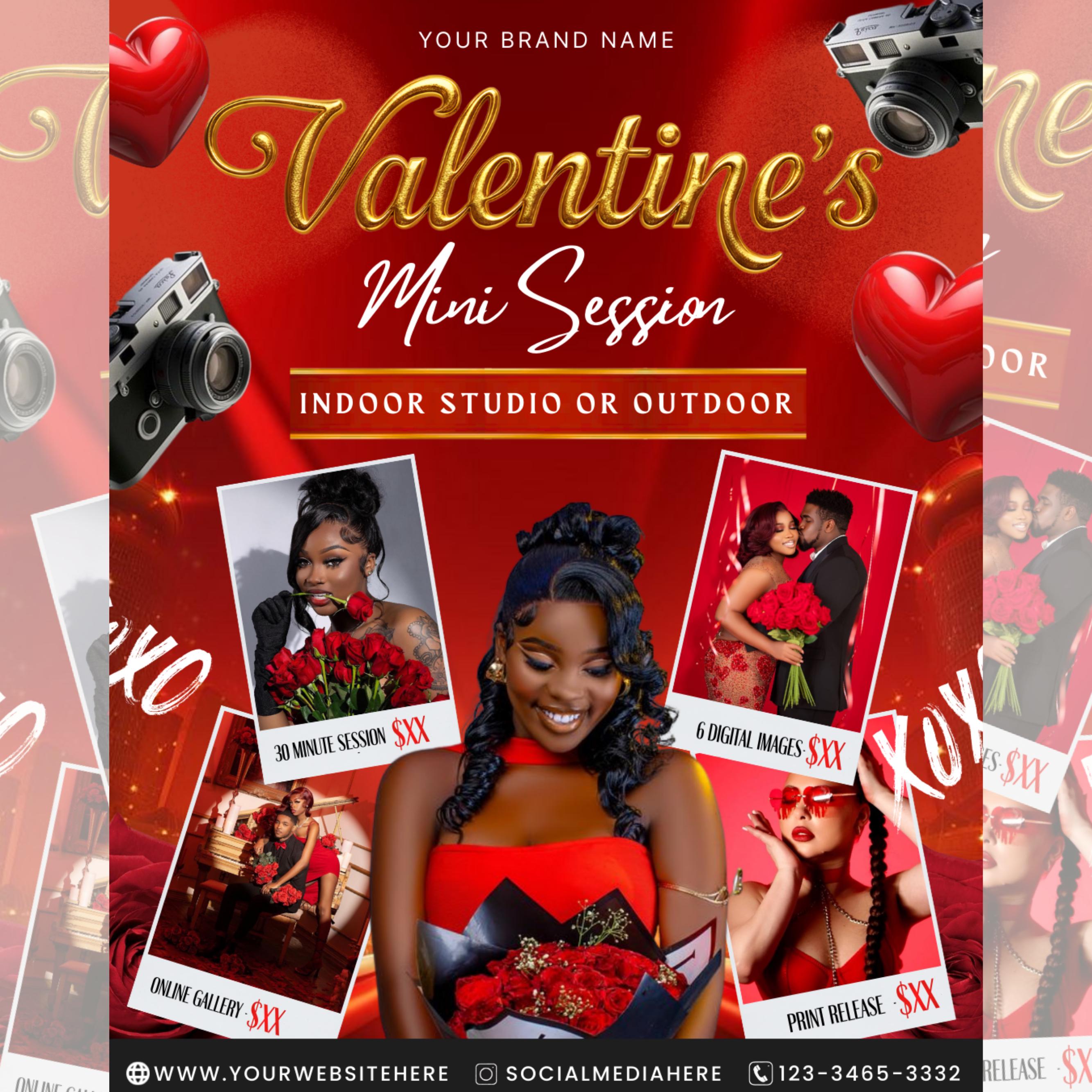 Valentine's Mini Session Photography Flyer Template - Customizable Booking Flyer