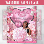 Raffle Flyer For Valentines Day, DIY Flyer Template Design, February Giveaway Flyer, Valentine's Raffle Ticket Flyer, Canva Editable Flyer